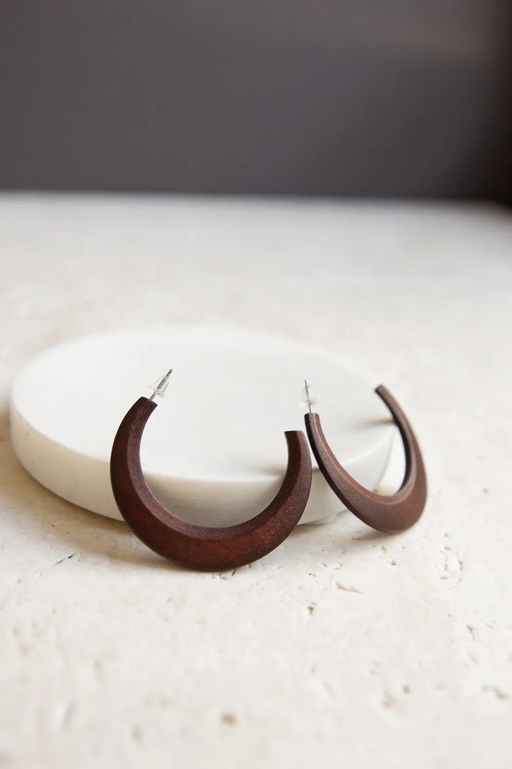 Natural Wood Half Hoop Earrings