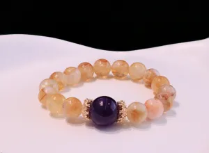 Natural Yellow Citrine, Amethyst Bracelet
