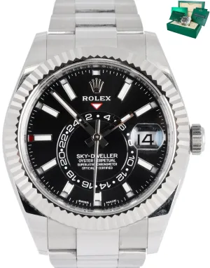 NEW 2021 Rolex Sky-Dweller Stainless Black 18K White Gold Steel 326934 Oyster