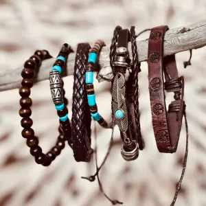 Nomadic Spirit Leather Bracelet Set – Boho Warrior Vibes