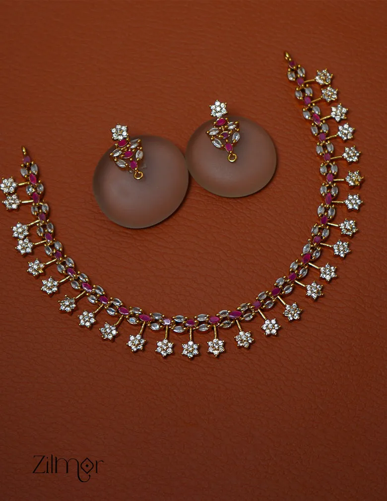 NV101285 - Premium Antique AD Stone Choker with Earrings