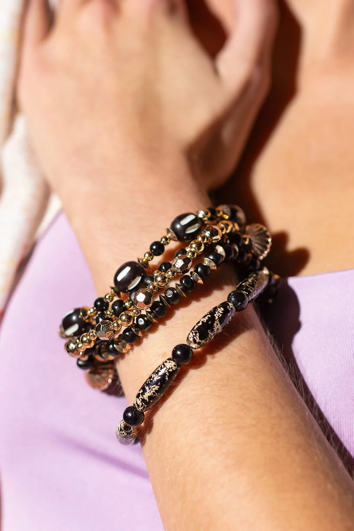 Obsidian Glamour Bracelet Set