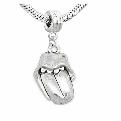 Open Mouth with Tongue Sticking Out European Bead Compatible for Most European Snake Chain Bracelet
