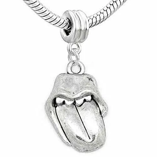 Open Mouth with Tongue Sticking Out European Bead Compatible for Most European Snake Chain Bracelet
