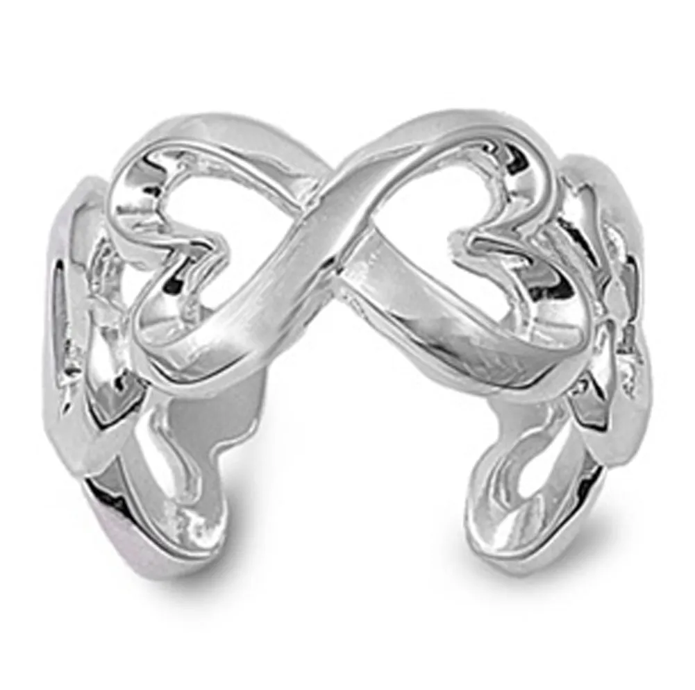 Open Twisted Infinity Love Knot Heart Ring .925 Sterling Silver Band Sizes 5-9