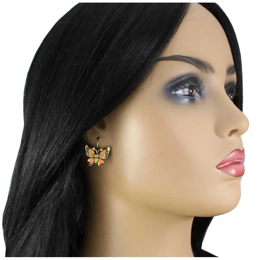 Orange Antique Butterfly Pierced Earring - REE531