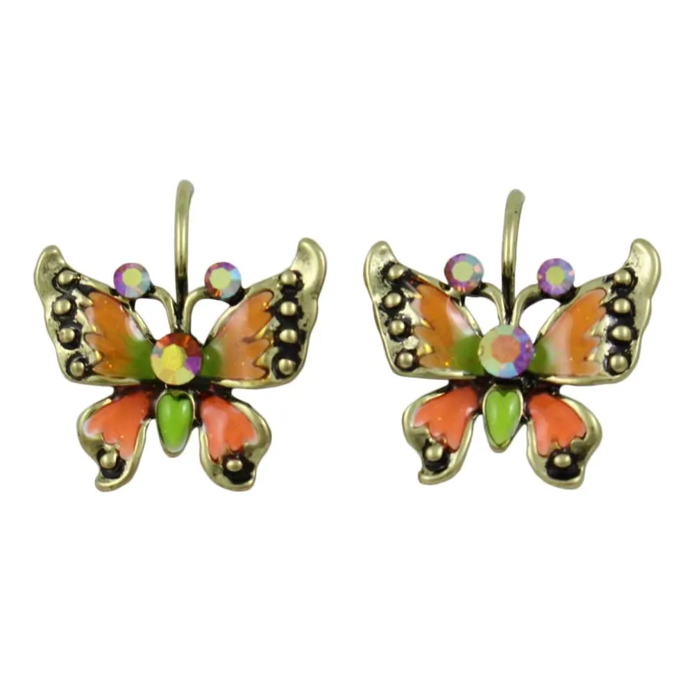 Orange Antique Butterfly Pierced Earring - REE531