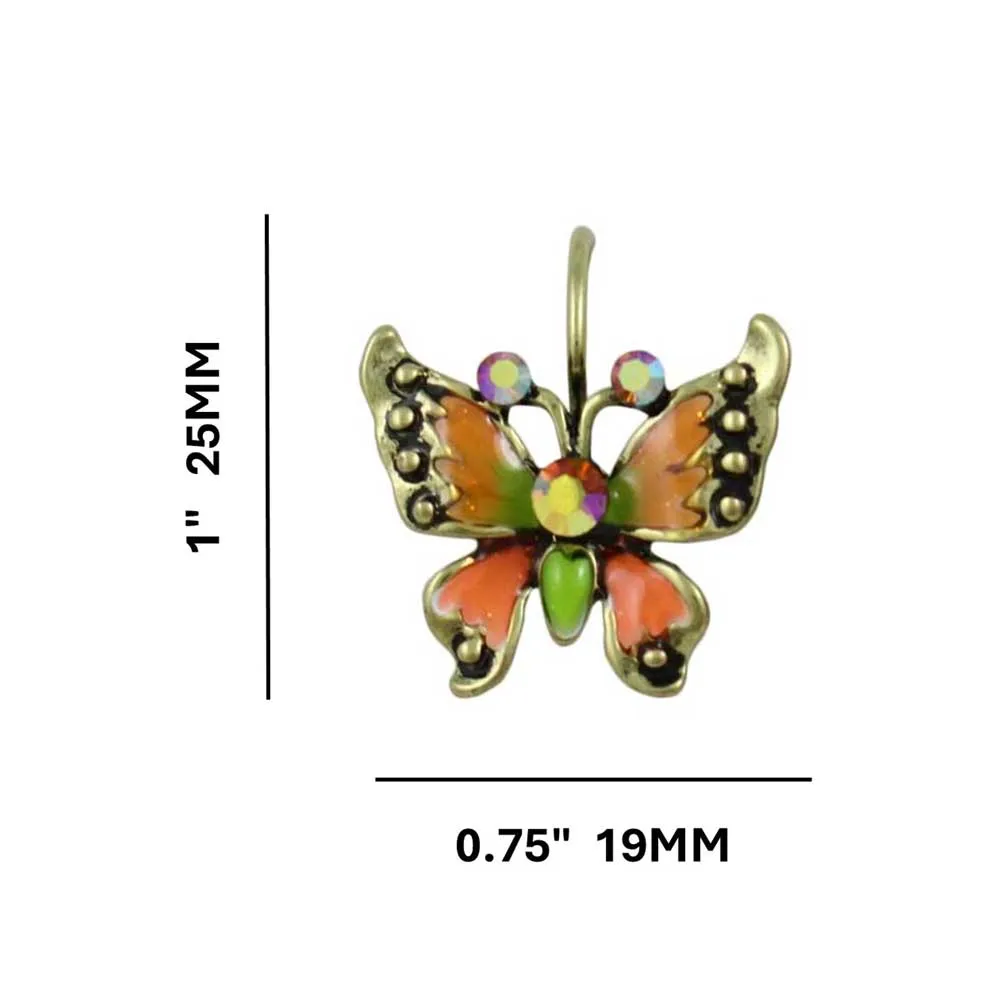 Orange Antique Butterfly Pierced Earring - REE531