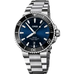 Oris Aquis Silver Stainless Steel Blue Dial Automatic Watch for Gents - 0173377304135-07824-O5PEB