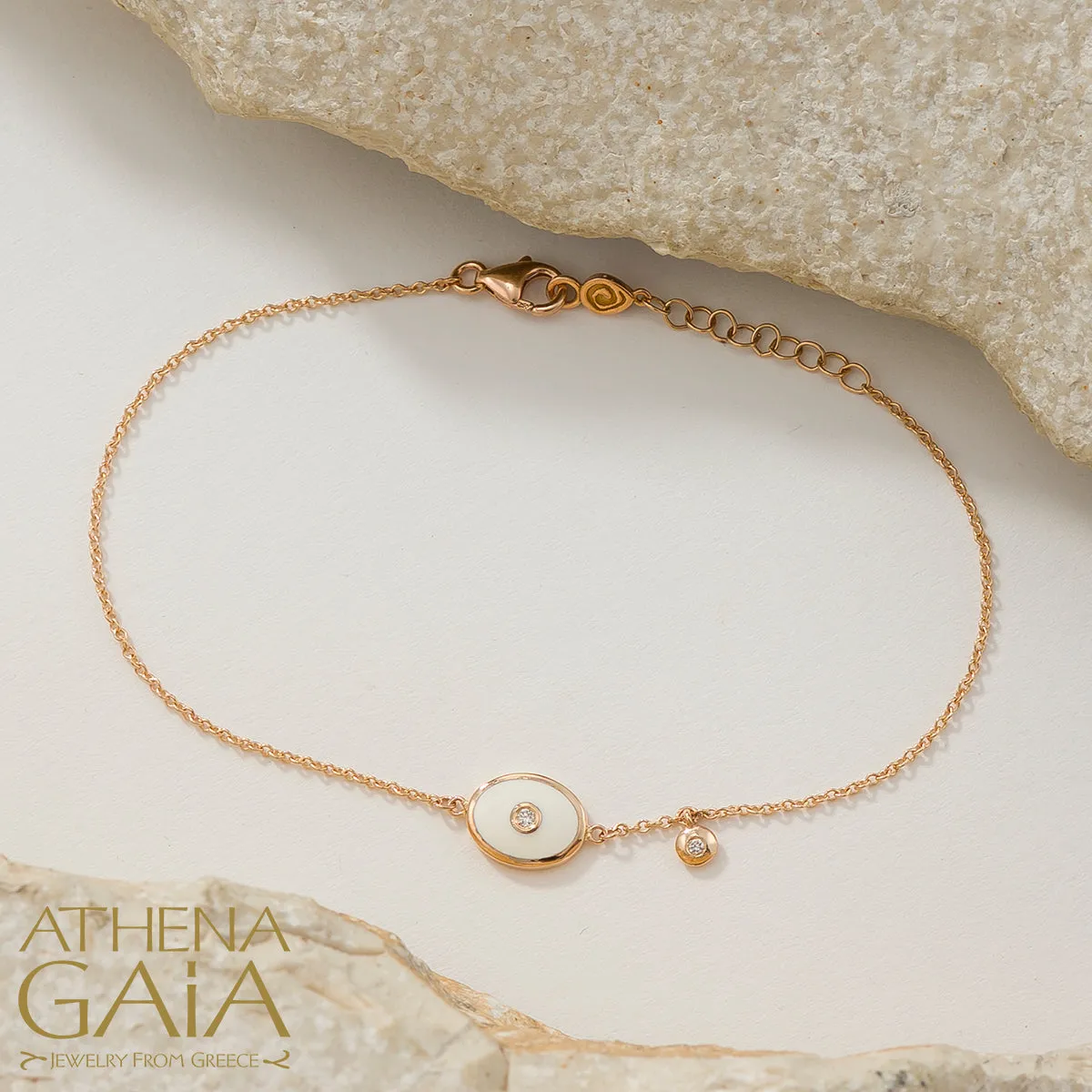 Oval Evil Eye Enamel With Diamond Bracelet