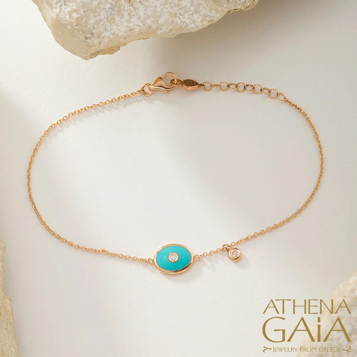 Oval Evil Eye Enamel With Diamond Bracelet