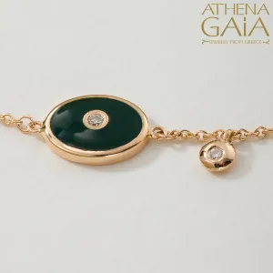 Oval Evil Eye Enamel With Diamond Bracelet