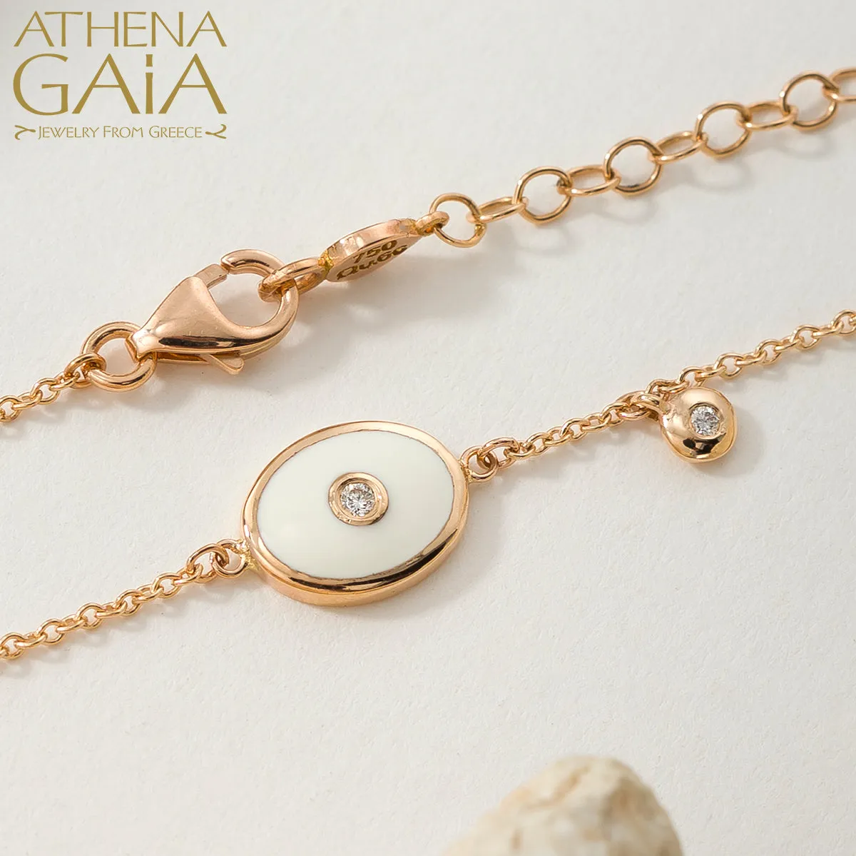 Oval Evil Eye Enamel With Diamond Bracelet