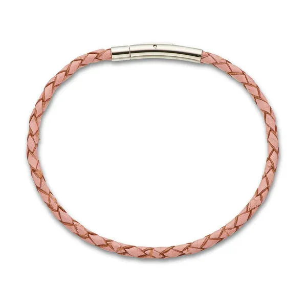 PALE PINK FINE PLAITED BRACELET 19CM