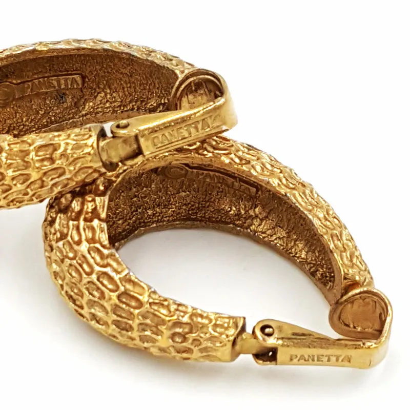 Panetta Vintage Rhinestone Hoop Earrings in Brutalist Modern Style