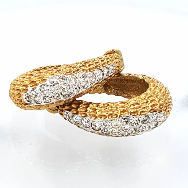 Panetta Vintage Rhinestone Hoop Earrings in Brutalist Modern Style
