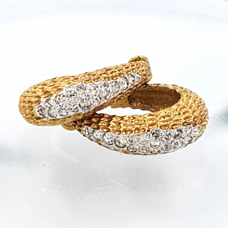 Panetta Vintage Rhinestone Hoop Earrings in Brutalist Modern Style