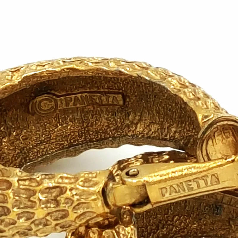 Panetta Vintage Rhinestone Hoop Earrings in Brutalist Modern Style