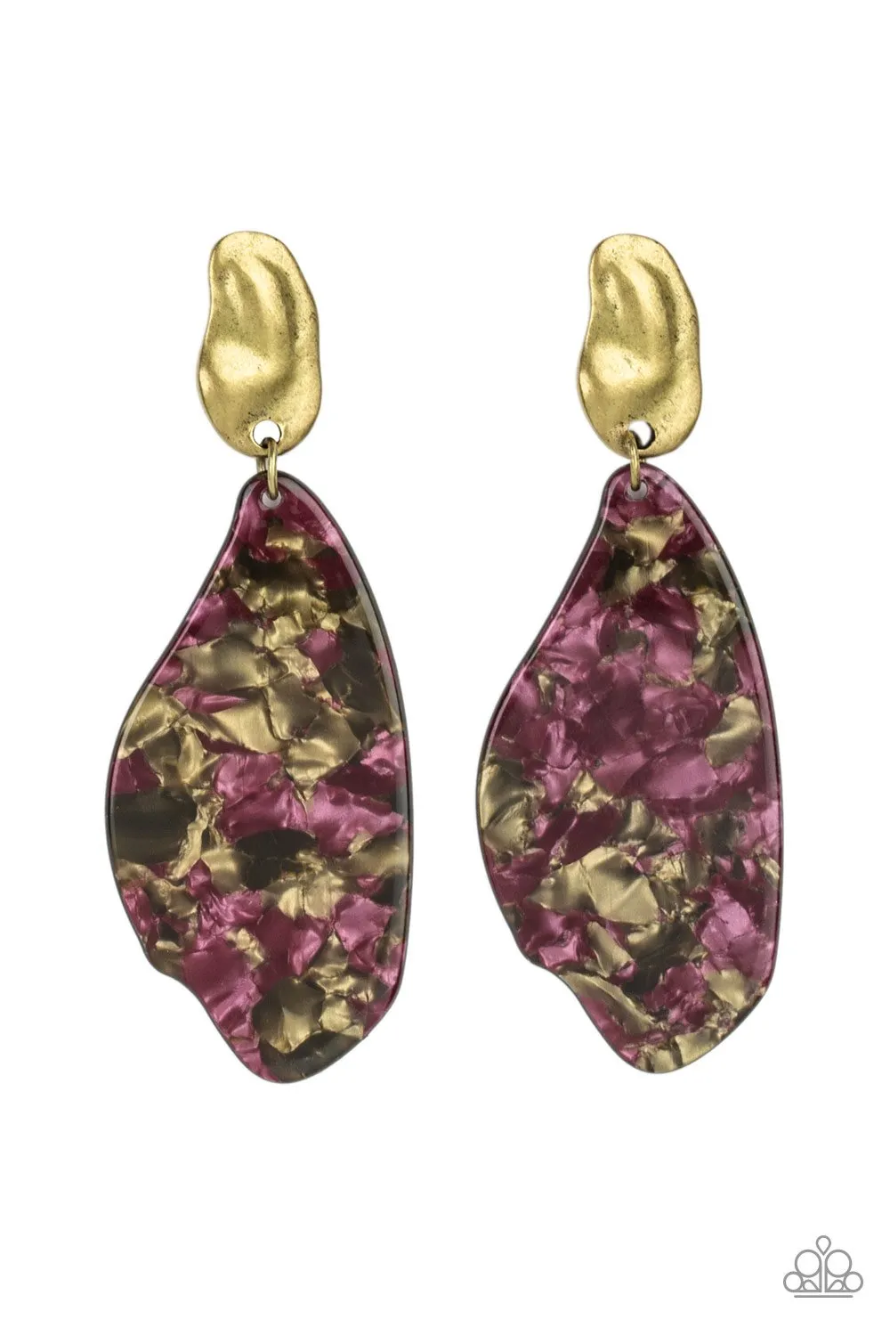 Paparazzi - Fish Out Of Water - Brass Multi Color Acrylic Earrings