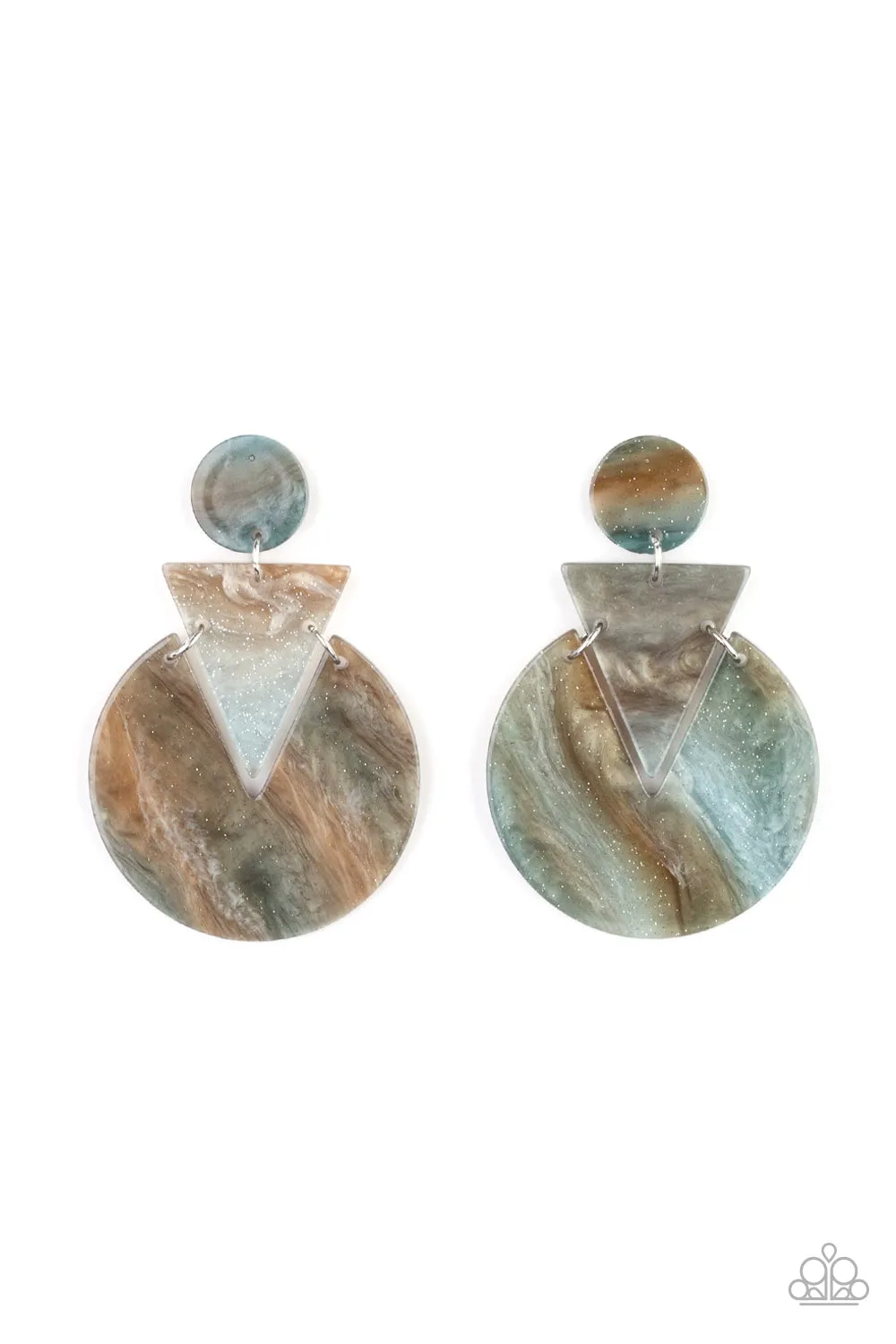 Paparazzi - Head Under WATERCOLORS-Blue Earrings