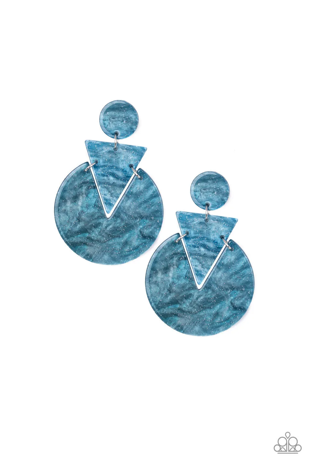 Paparazzi - Head Under WATERCOLORS-Blue Earrings