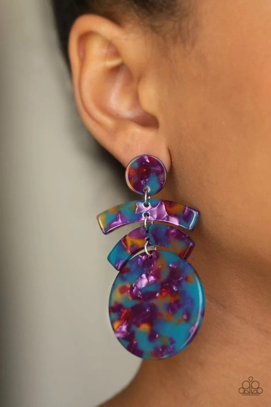 Paparazzi In The Haute Seat - Purple Acrylic Earrings