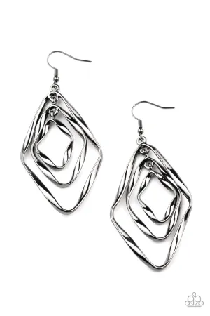 Paparazzi Retro Resplendence - Black Earrings
