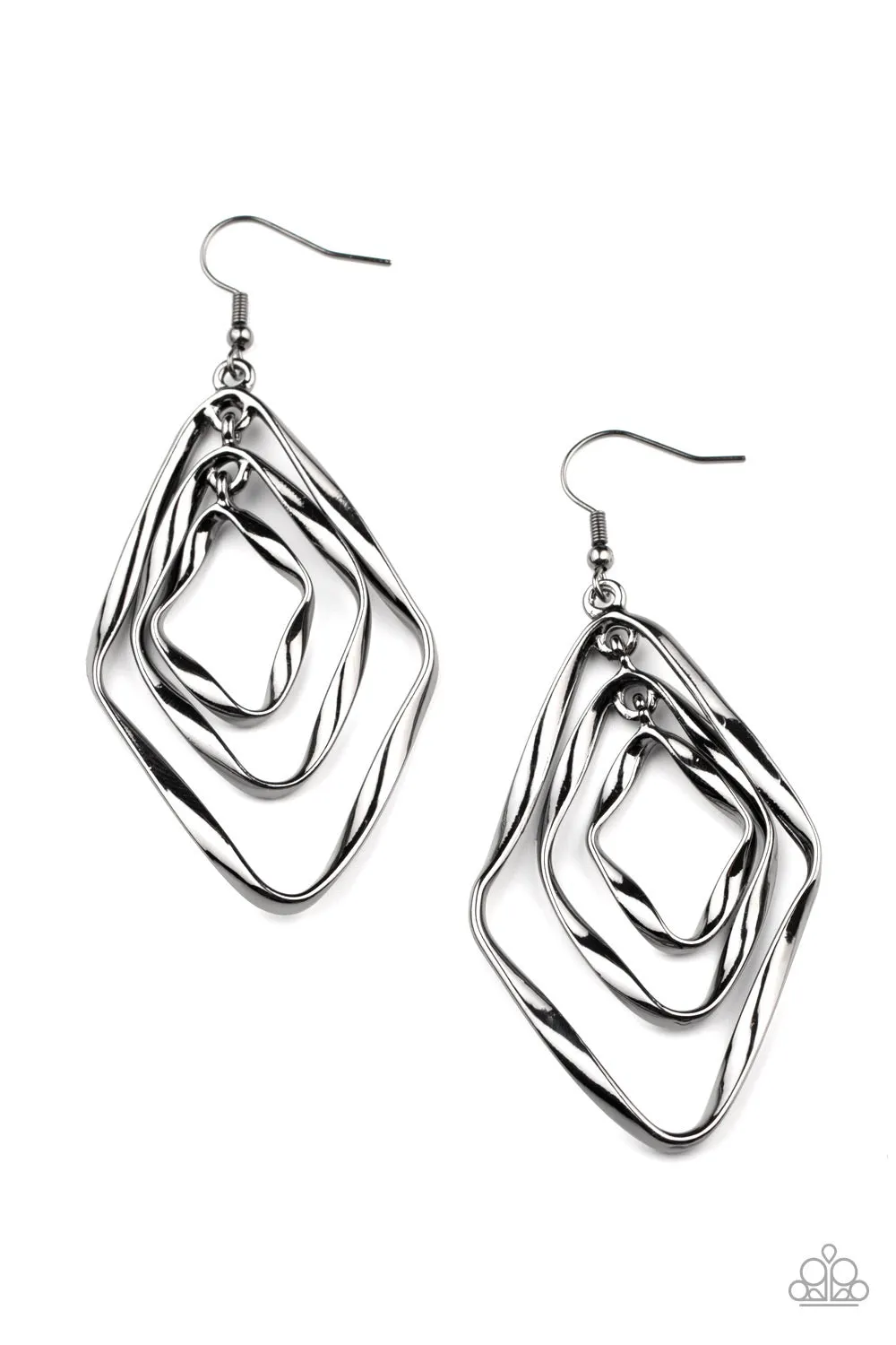 Paparazzi Retro Resplendence - Black Earrings