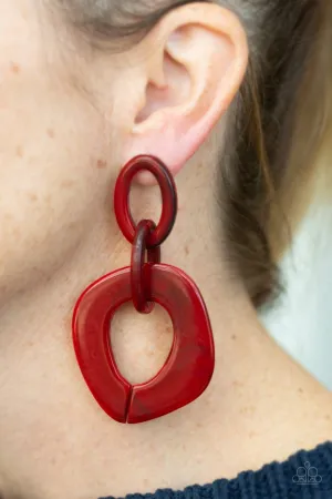 Paparazzi Torrid Tropicana - Red Acrylic Post Earrings