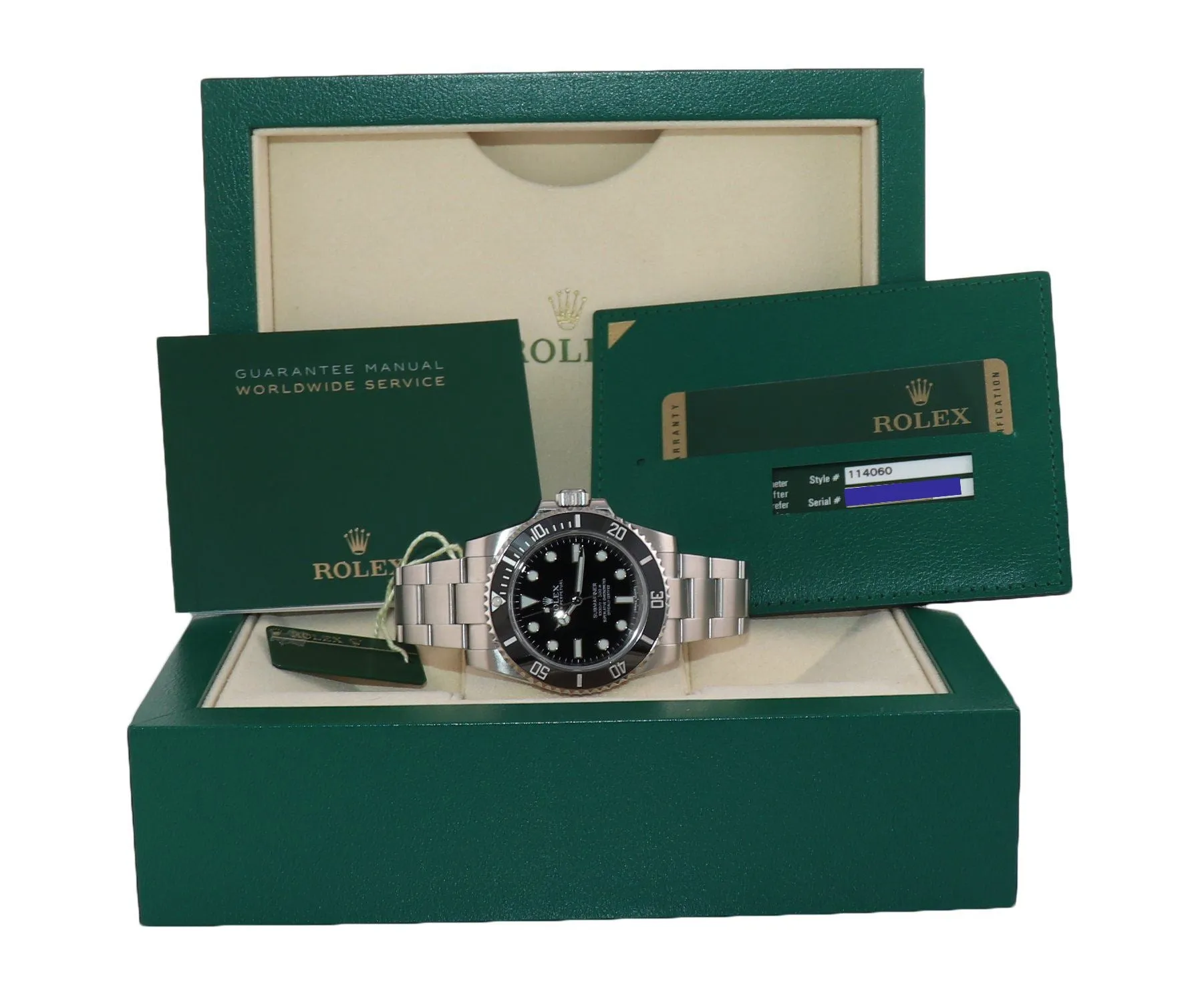 PAPERS Rolex Submariner No-Date 114060 Steel Black Ceramic Dive 40mm Watch Box