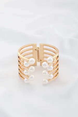 Pearl Bead Metal Cuff Bracelet