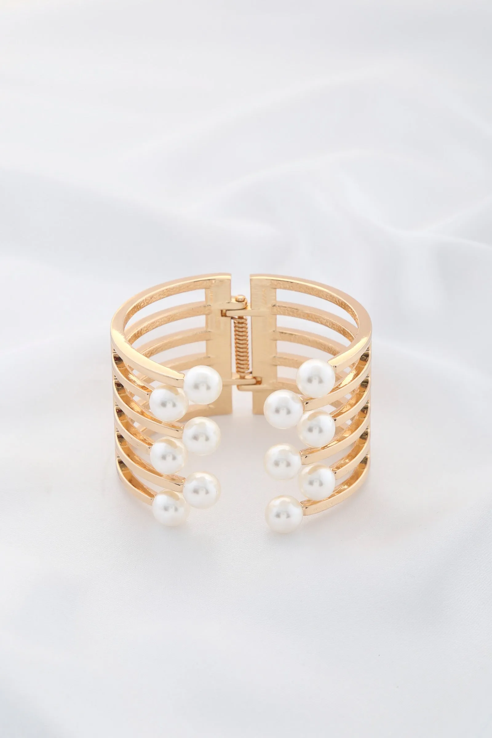 Pearl Bead Metal Cuff Bracelet