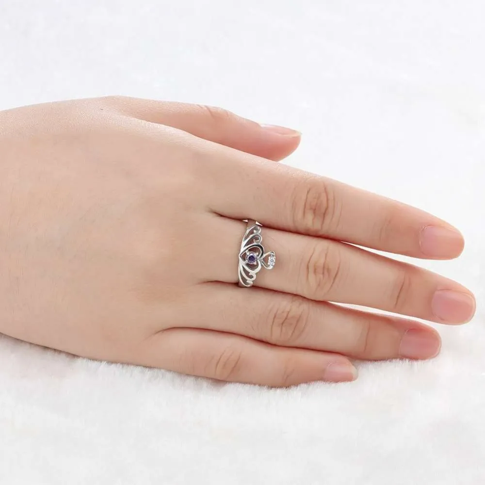 Personalized Heart-Shaped Pattern Crown Ring