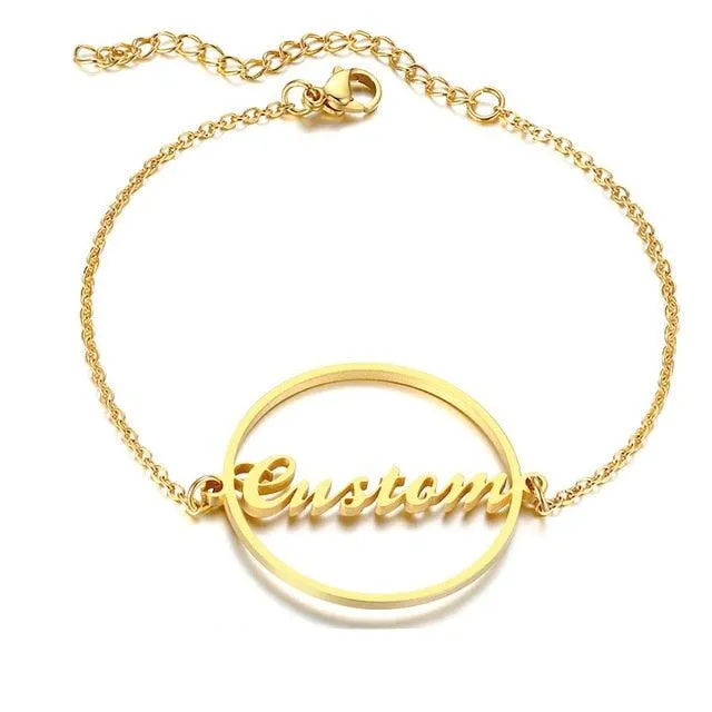 Personalized Letter Name Bracelet Link Chain Women Anniverssary Jewelry