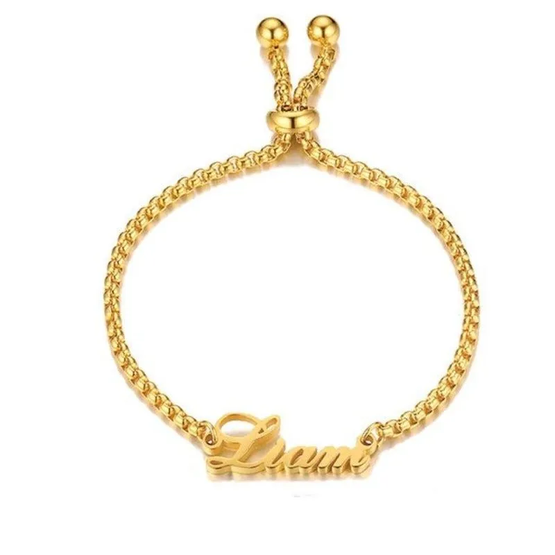 Personalized Letter Name Bracelet Link Chain Women Anniverssary Jewelry