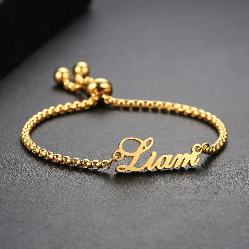 Personalized Letter Name Bracelet Link Chain Women Anniverssary Jewelry