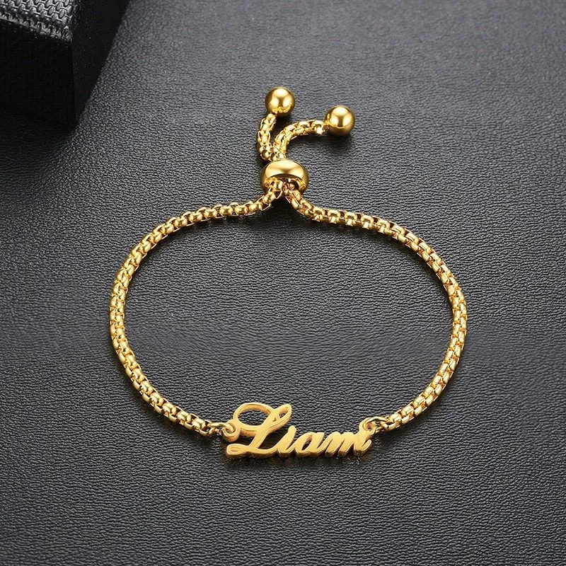 Personalized Letter Name Bracelet Link Chain Women Anniverssary Jewelry