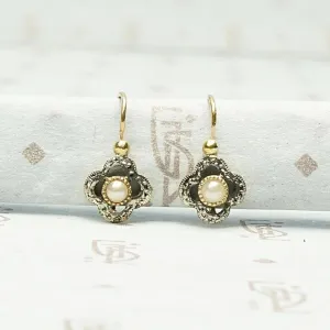 Petite French Earrings in Pearl Platinum & Gold