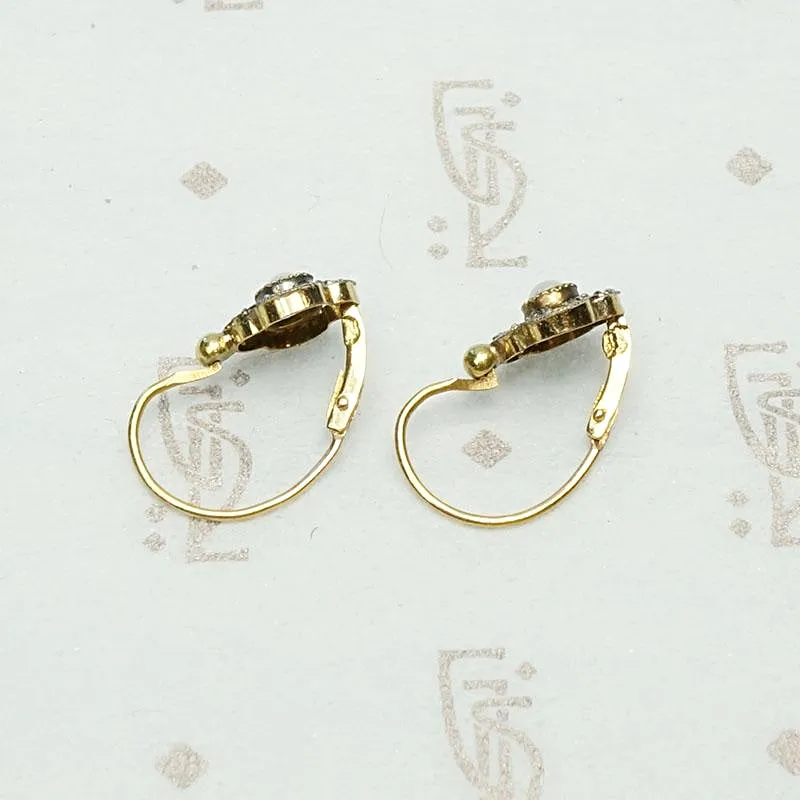 Petite French Earrings in Pearl Platinum & Gold