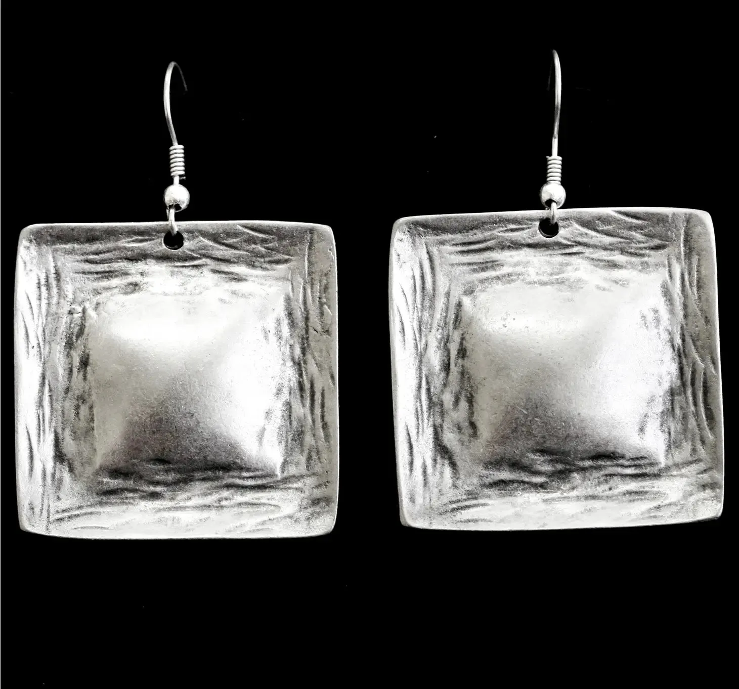 Pewter Silver Plated Disc Earrings