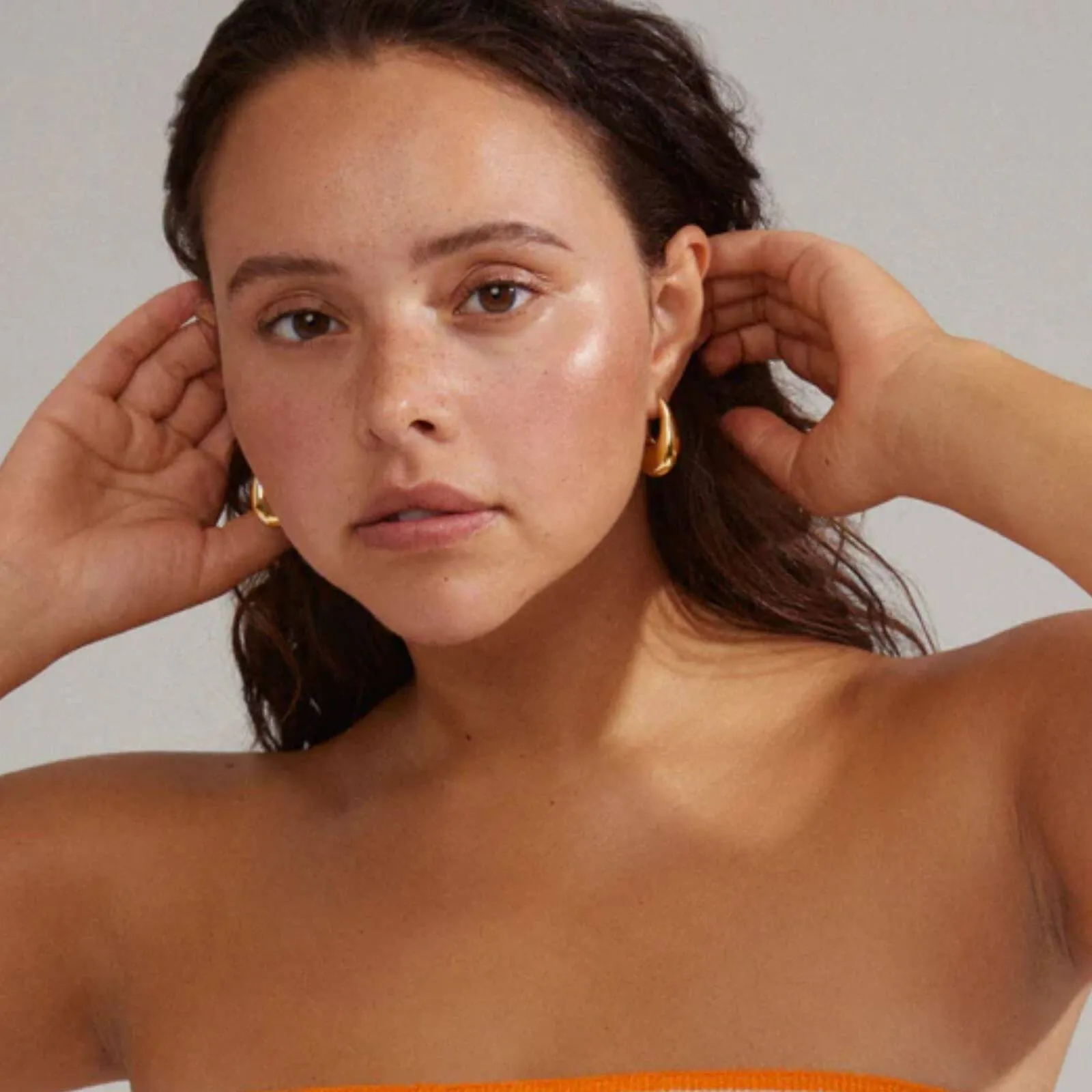 Pilgrim Autumn Gold Chunky Retro Hoop Earrings