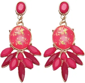Pink Faceted Faux Gemstone Post Earrings