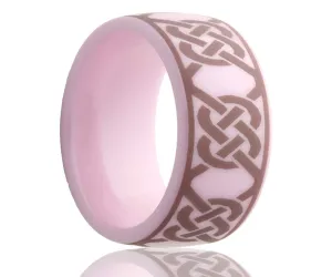 Pink Laser Engraved Infinity Knot Ceramic Ring