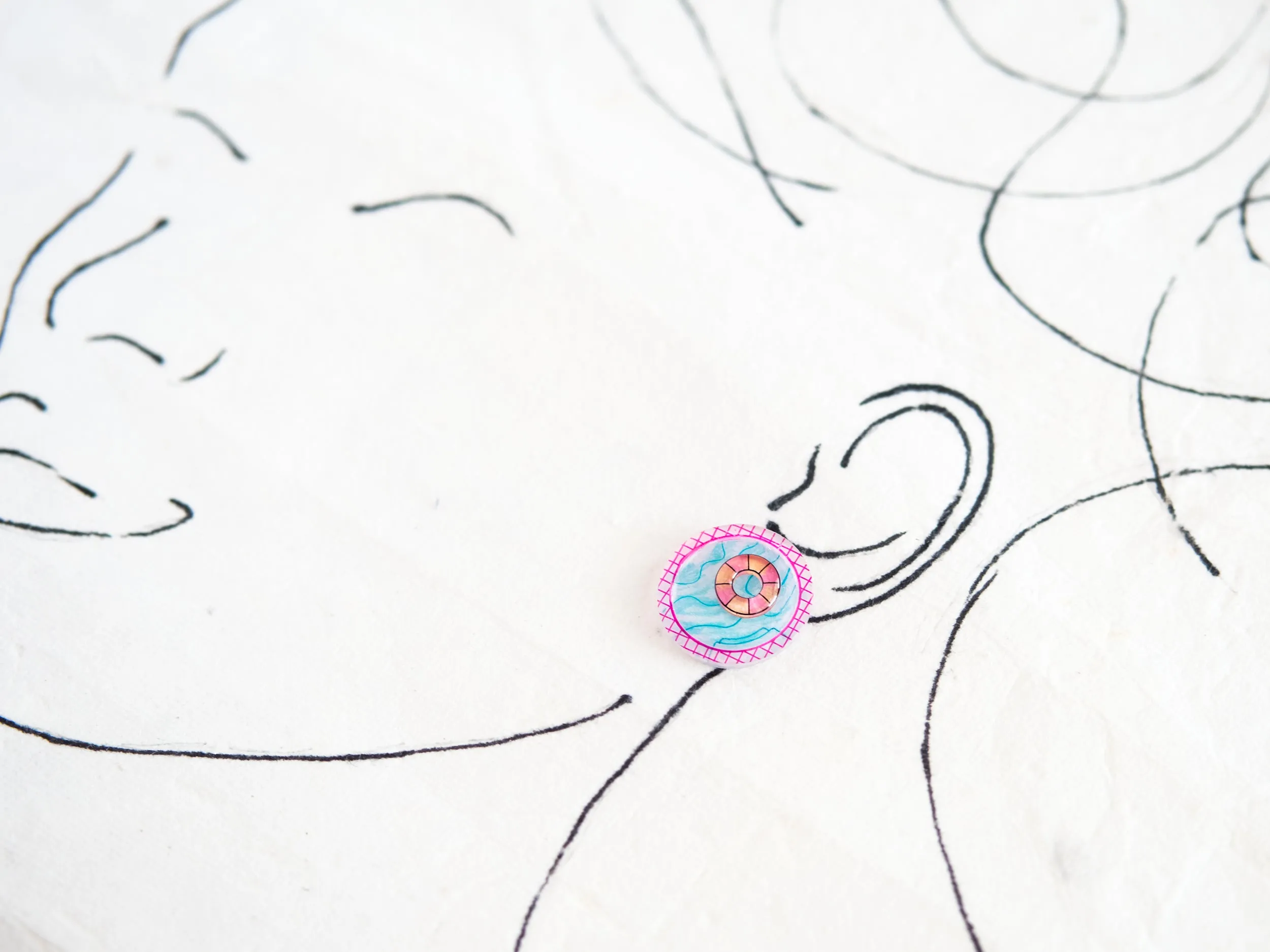 Pink Retro 3D Pool Summer Statement Stud Earrings