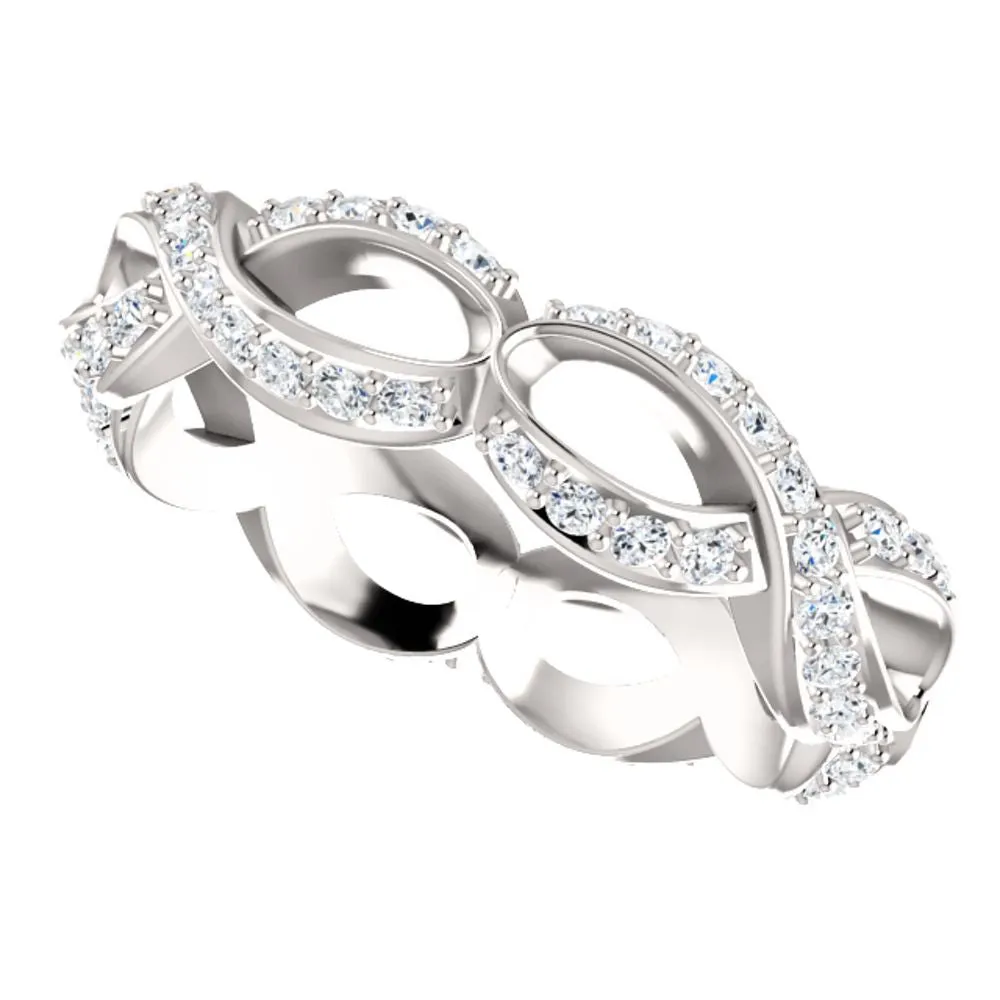 Platinum 3/4 CTW Diamond Infinity-Inspired Eternity Band Size 7