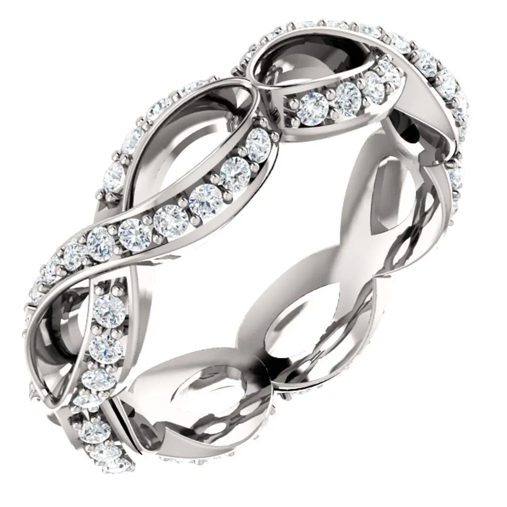 Platinum 3/4 CTW Diamond Infinity-Inspired Eternity Band Size 7