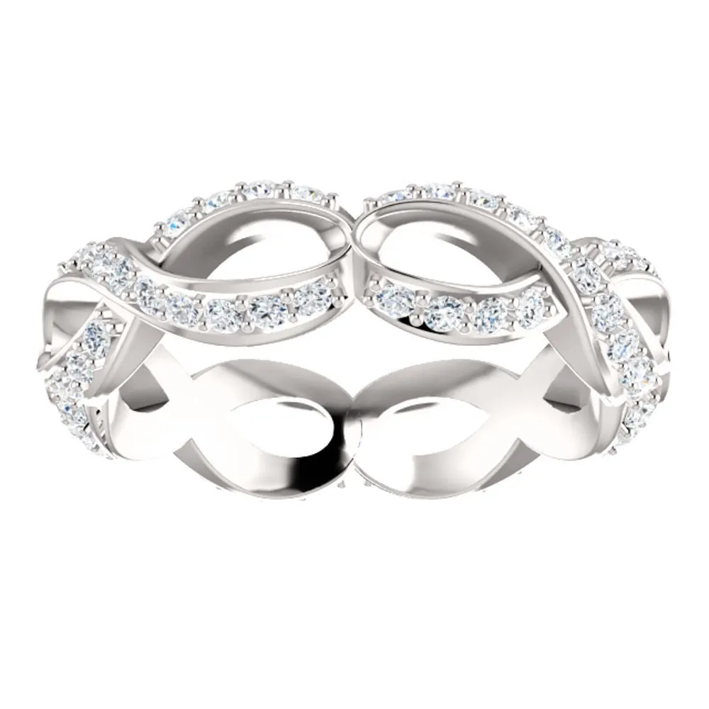 Platinum 3/4 CTW Diamond Infinity-Inspired Eternity Band Size 7
