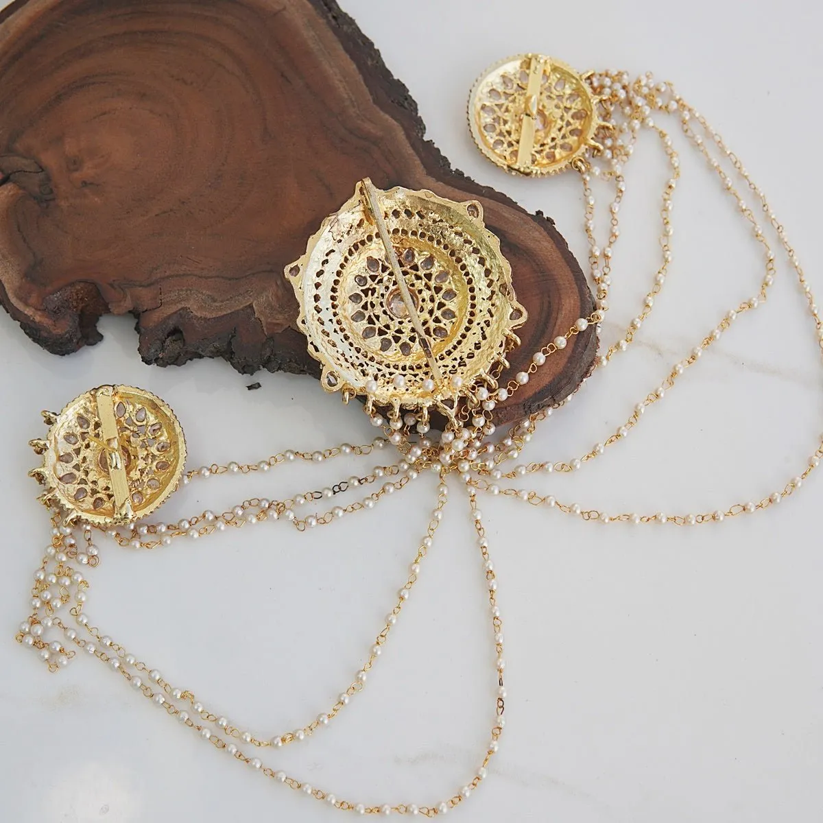 Polki Hair Jhura With Sahara Earrings