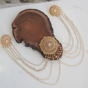 Polki Hair Jhura With Sahara Earrings