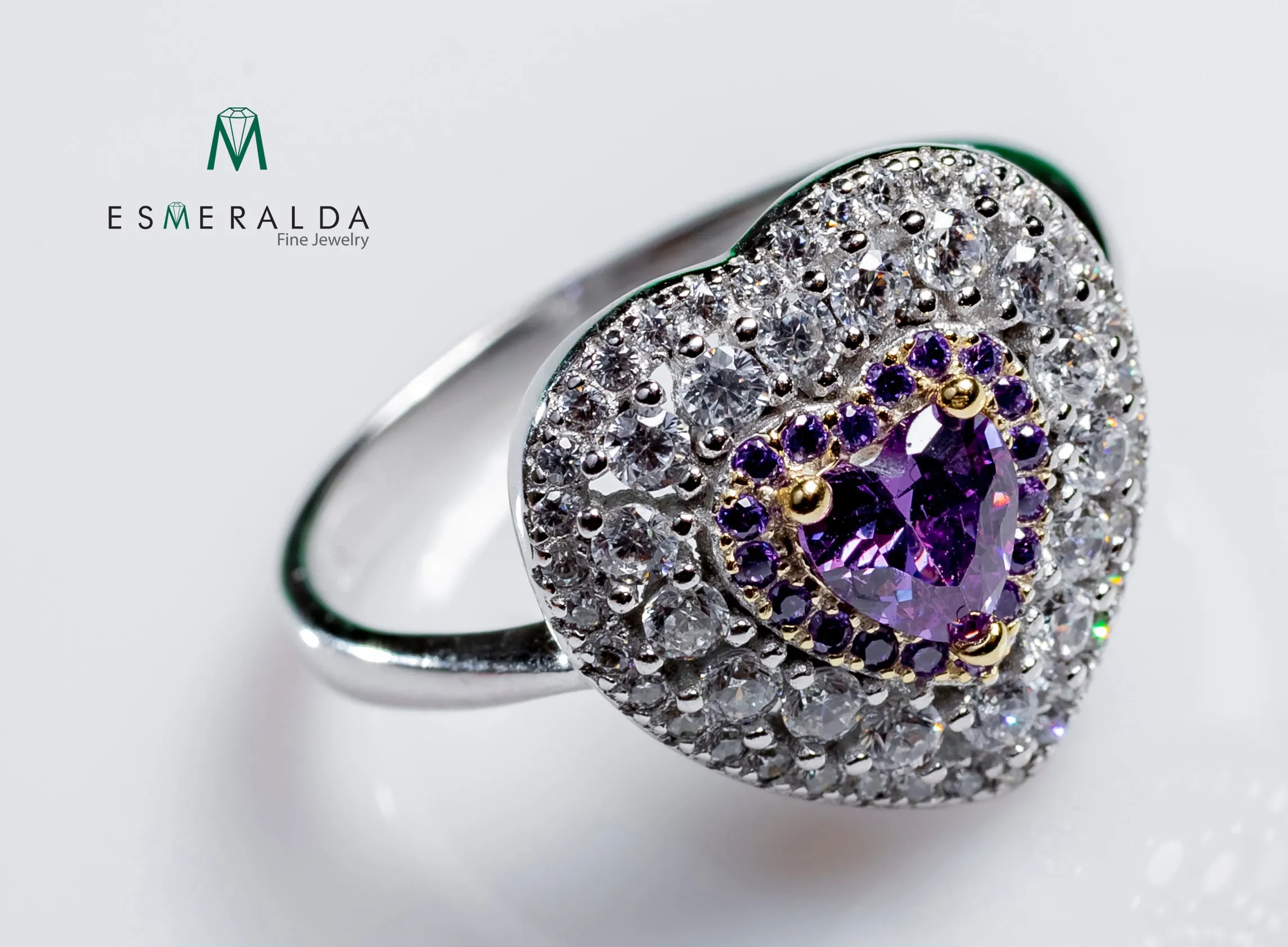 Purple Amethyst Heart Shaped Ring